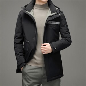 冬季羽绒服男士中长款纯色潮流中年厚款休闲外套SNNYR86068-P300,男装羽绒服,电商B212（原钱塘6029）