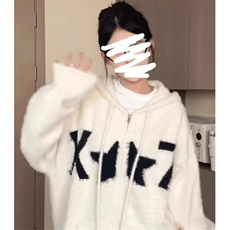 水貂绒拉链连帽针织毛衣外套女秋冬季宽松慵懒风软糯开衫MA262，男装针织衫/毛衣，星座1116A（原606A-3）