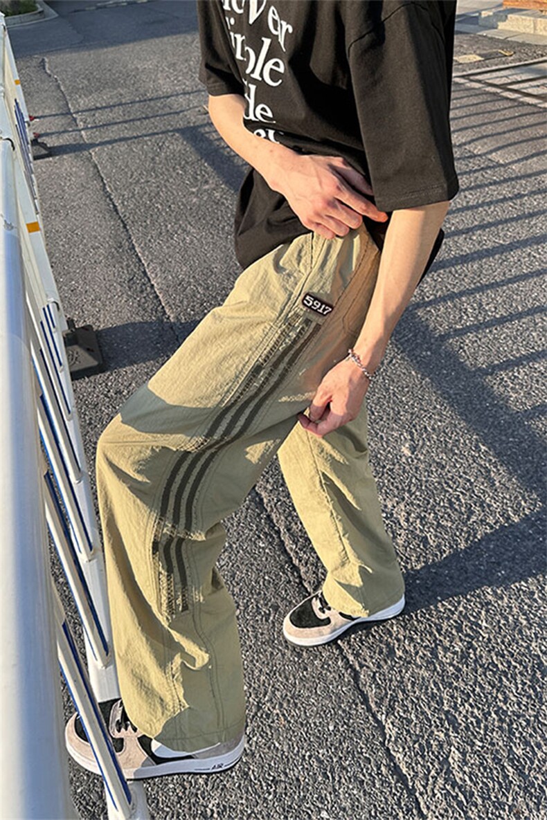 大量现货美式条纹拼接速干裤男夏季潮牌宽松休闲长裤DY5032-P55,男装休闲裤,电商A178