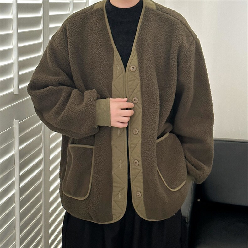 现货-秋季时尚潮牌羊钢毛外套男宽松百搭休闲毛衣-AJ23101-P115，男装夹克，电商A351