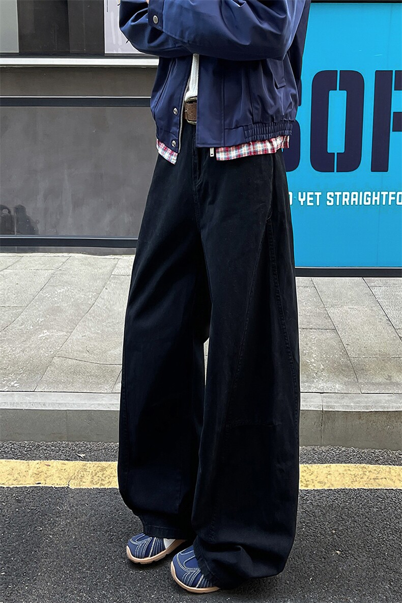 8XL-M工装裤男秋季日系男直筒宽松阔腿休闲弯刀裤子男K9177P65,男装工装外套,电商D206-1