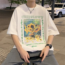 1港风休闲运动情侣大码中性潮短袖T恤男DT7707P25控38，男装T恤，星座226-2