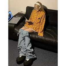 C09-P30美式复古街头风拼色格纹衬衫男秋款小众衬衣外套宽松，男装衬衫，电商B323A