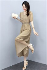 高级感天丝连衣裙女2024夏季新款气质妈妈收腰显瘦高腰薄款a字裙，女装连衣裙，关键词