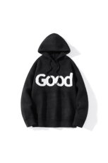 连帽毛衣复古套头针织帽衫男GOOD印花潮牌秋冬慵懒风情侣外套，男装针织衫/毛衣，星座914