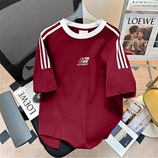 夏季美式高街重磅纯棉三条杠织带撞色男女短袖T恤ZD640-特P30，男装T恤，电商A486-1
