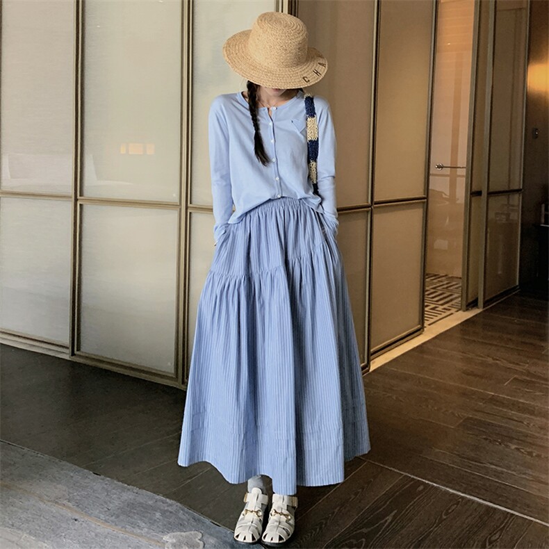 现货韩系甜美针织开衫半身裙套装2025春夏新品2C220P175K239,女装套装/套裙,2C220