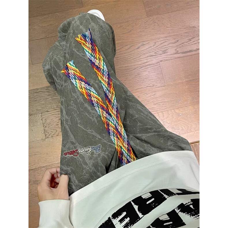 1506-1/KZR211/P30扎染直筒裤子男秋冬新款青少年宽松百搭休闲长图片