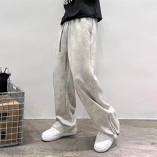 水洗扎染脏脏直筒裤重磅做旧宽松拉链阔腿裤A329-K19-P60，男装休闲裤，电商A329