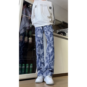 现货 美式复古迷彩工装裤宽松直筒提花牛仔裤男 K5822-P50 控78图片