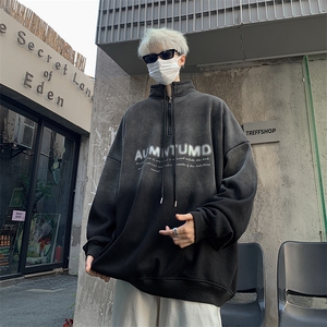 秋冬季大货小众设计美式高街半拉链吊染刷毛渐变卫衣WY31-P68控88图片
