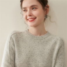 2025秋冬山羊绒圆领麻花袖女针织加厚打底衫套头长袖时尚毛衣上衣，女装羊绒衫，暖凌绒