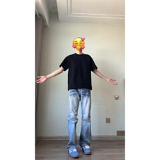 【有货】NZ455HH-特P42冰蓝闪电纹水洗牛仔裤男女宽松裤子，男装牛仔裤，星座1007（原301D）