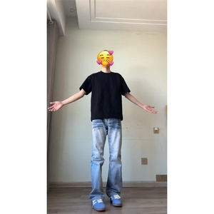 【有货】NZ455HH-特P42 冰蓝闪电纹水洗牛仔裤男女宽松裤子图片