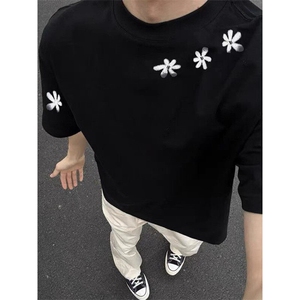 纯棉260克花朵印花短袖ZX0269-P25图片