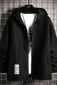 JK65045-P45 连帽夹克男大码胖子棒球服上衣外套 网格挂拍图片