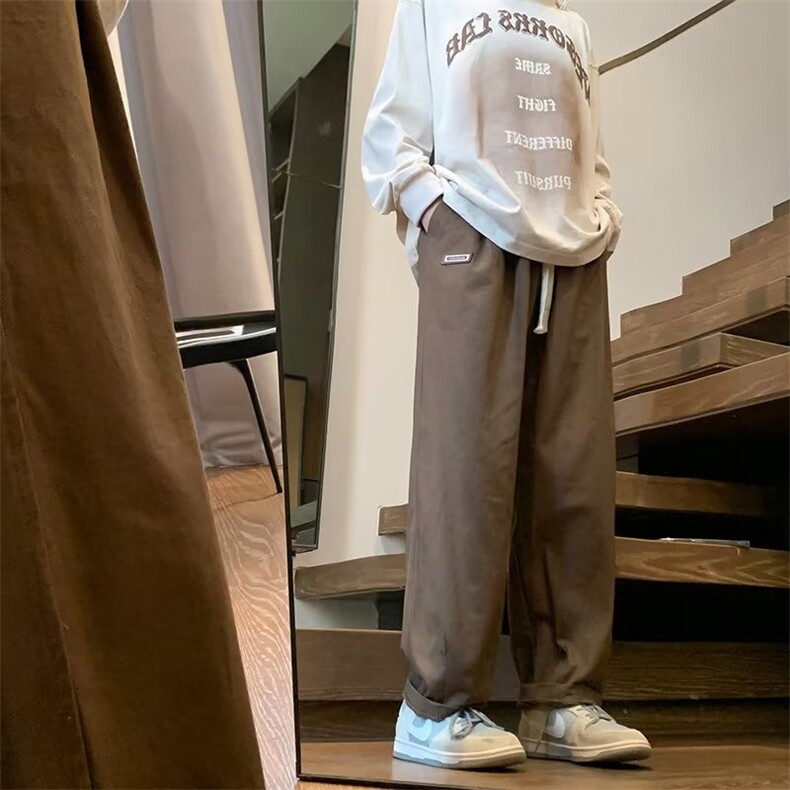 2023裤子男春秋夏季薄款男士直筒宽松潮牌复古休闲阔腿~K0662-p35,男装休闲裤,星座601-2