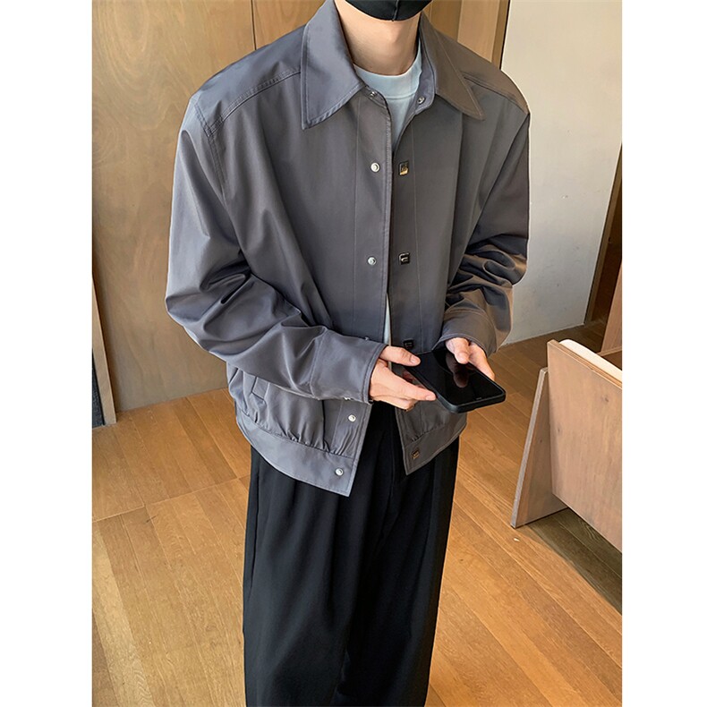 高级感丝绸缎短款宽松翻领夹克百搭棒球服外套B289-JK2024-P100图片