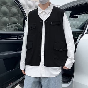 wassup happy美式工装马甲男夏季薄款无袖坎肩上衣服潮牌休闲外套图片