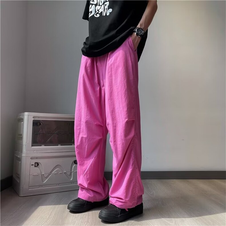彩色轻薄款休闲直筒长裤子男生潮流嘻哈街头伞兵裤B4508P35,男装休闲裤,星座1116-2