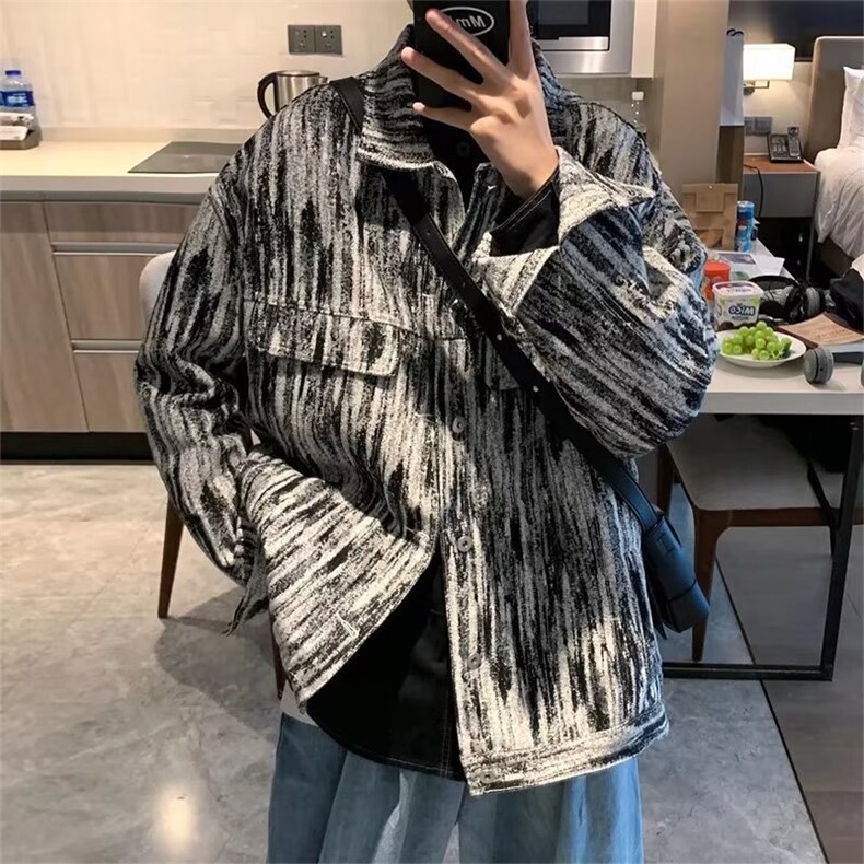 A81-P42 长袖衬衫男春秋款高级感潮牌痞帅衬衣外套美式复古图片