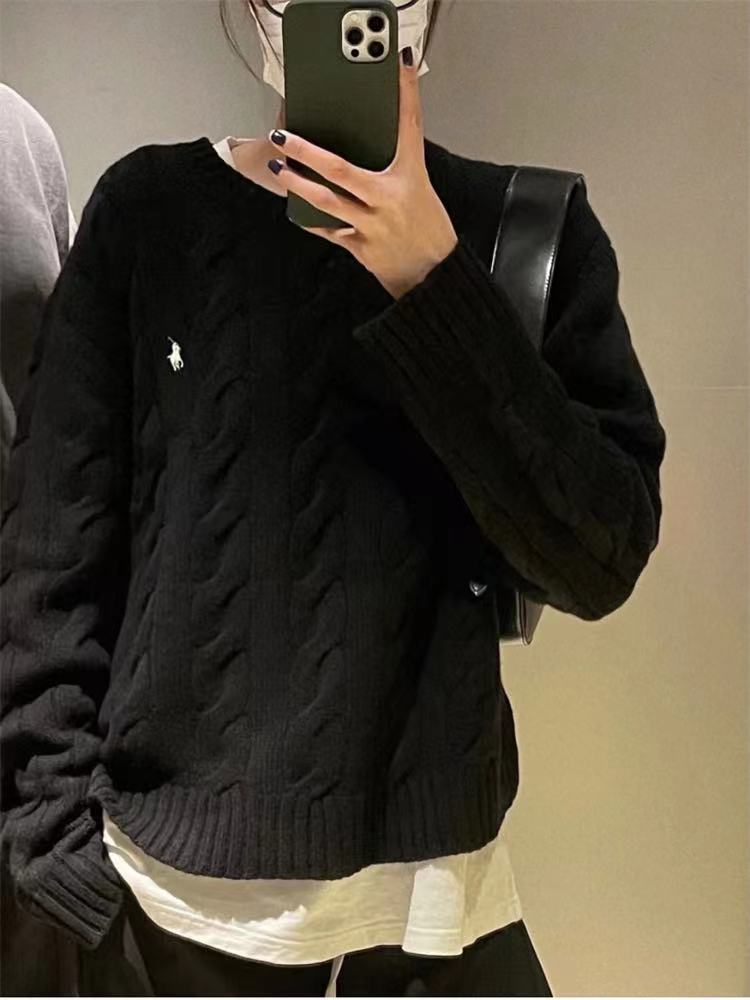 女士针织衫麻花长袖情侣秋冬纯色毛衣休闲打底图片