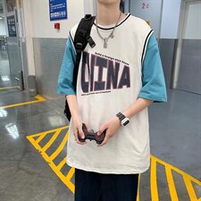 男圆领T恤假两件宽松短袖T217P28，男装T恤，星座1116-2