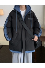 棉服男冬季新款港风宽松假两件连帽棉衣MF8587-特P78，男装棉衣，星座214-3