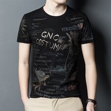 2023夏季新款潮流上衣男翻领百搭POLO商务休闲印花打底衫宽松男装，男装T恤，电商B212（原钱塘6029）