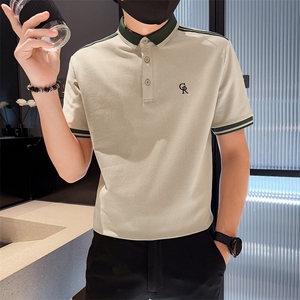 2025夏季主推新款撞色字母刺绣时尚短袖T恤翻领Polo衫A3104-P48图片