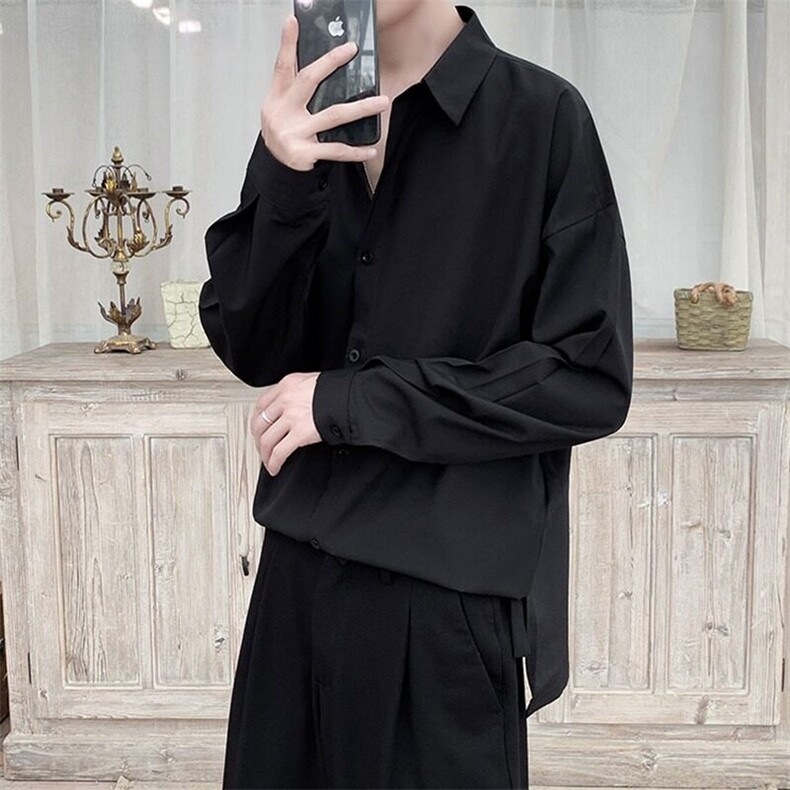 丝滑打底衬衫男生外套休闲百搭衬衣长袖高级感装上衣CS009,男装衬衫,星座1116A（原606A-3）