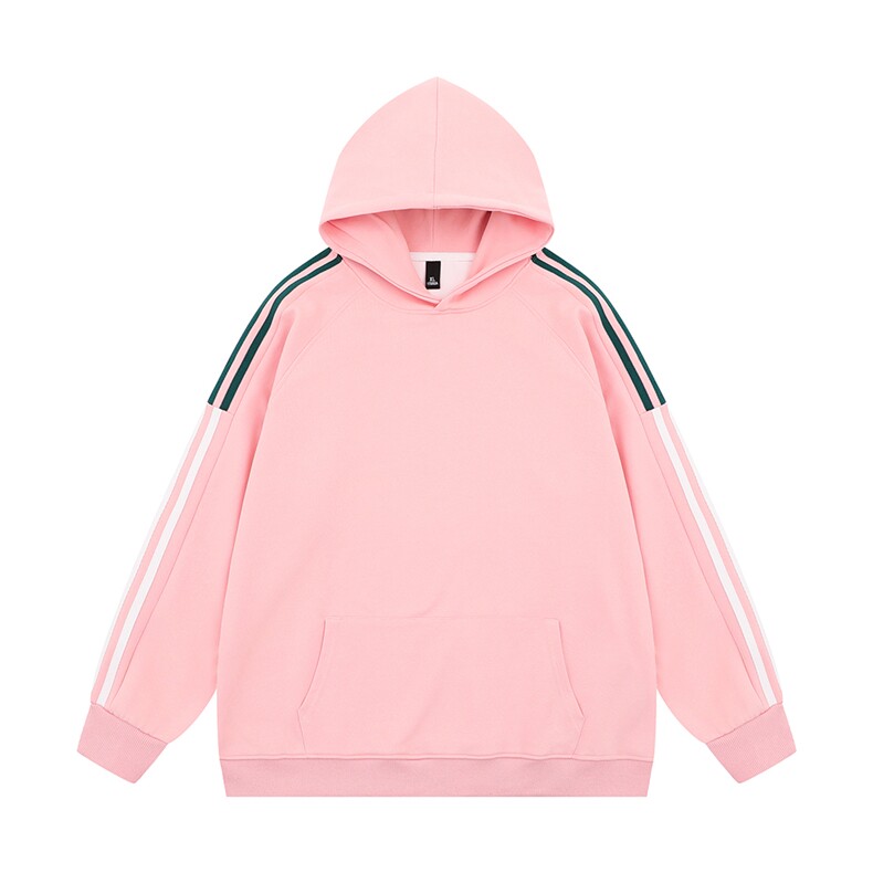 光板得物\唯品二开三条杠撞色拼接插肩袖连帽ins卫衣A71P38,男装卫衣,电商A247
