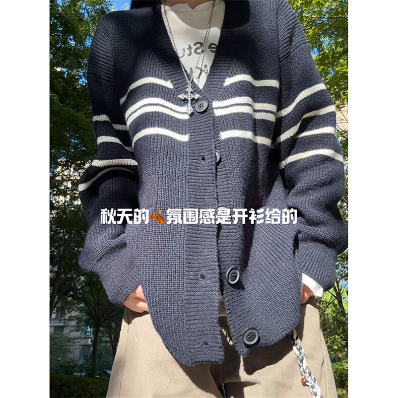 简约款拼色休闲复古毛衣法式时髦文艺高级感上衣HY842TP55控89图片