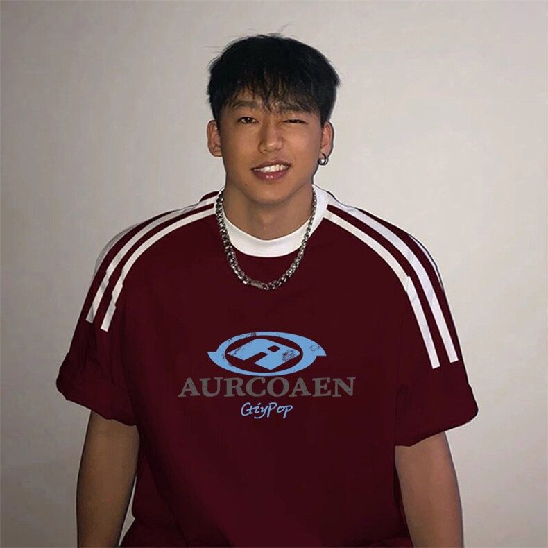 夏季美式高街重磅纯棉三条杠织带撞色男女短袖T恤ZD376-特P30,男装T恤,电商A486