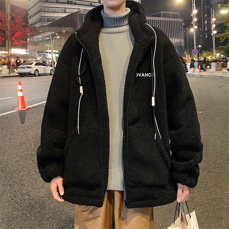秋冬加绒加厚连帽流行宽松休闲纯色羊羔毛外套XZ102A-4-MY12-P120,女装短外套,星座211-2