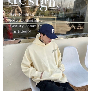 抖音得物 高品质印花连帽卫衣 秋冬装美式宽松连帽纯色卫衣ADL108图片