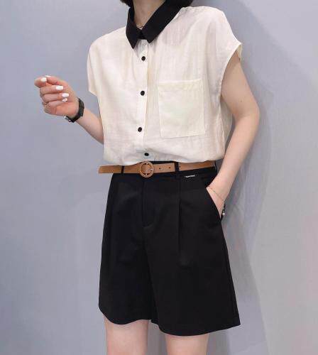 夏季天丝撞色小衬衣，女装，纽芮