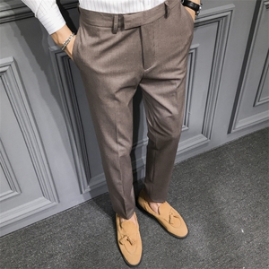 秋冬款纯色西裤男士长裤纯色修身小直筒款 K508-P45图片