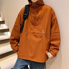 新款秋冬户外冲锋衣拼接夹克日系复古半拉链套头外套男W5181-P42，男装夹克，星座512-2