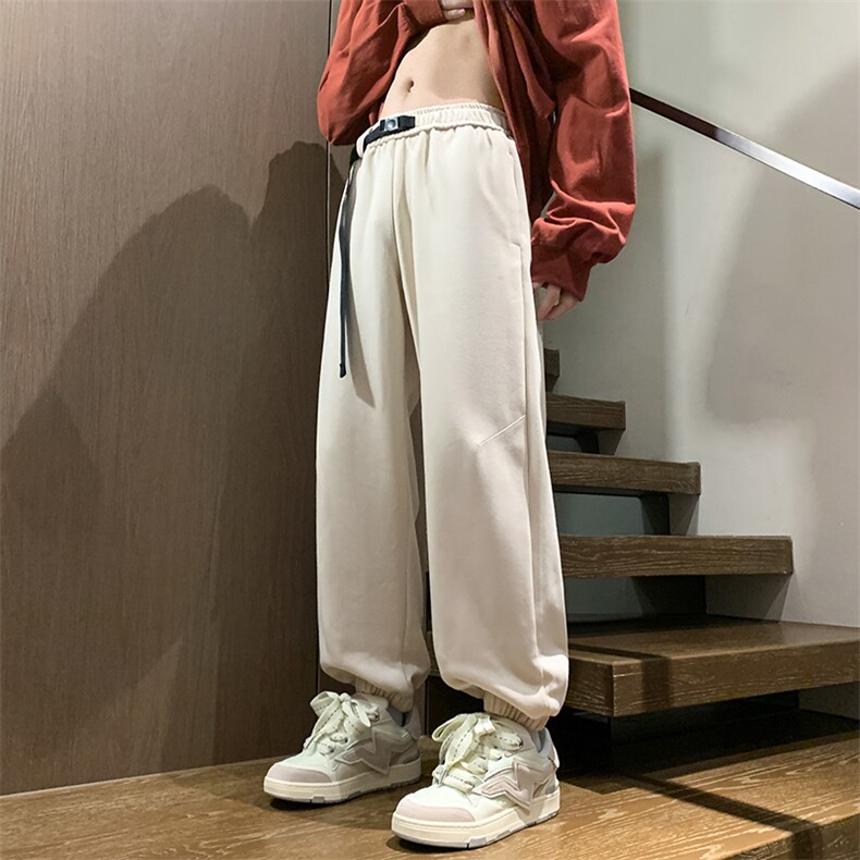 港风秋冬长裤宽松休闲扣带松紧腰束脚卫裤K23303-P40控58,男装休闲裤,星座717