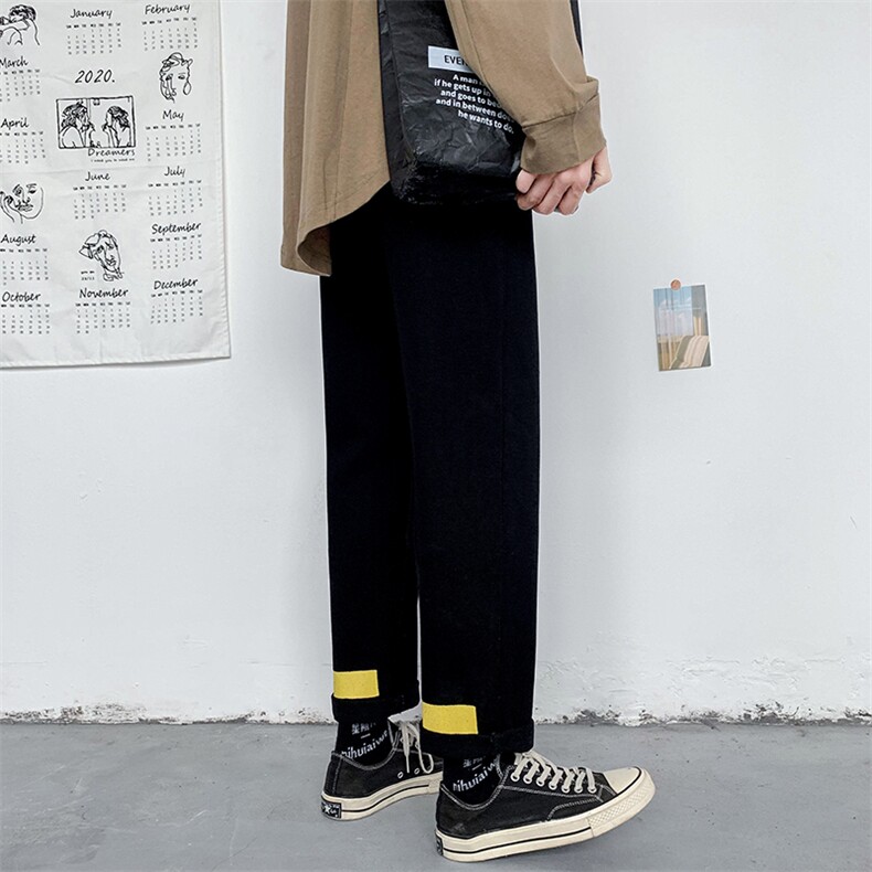 910A-N991-P55控68秋装新款嘻哈街头牛仔裤休闲情侣百搭男裤图片
