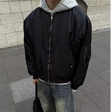 潮流长袖简约宽松型美式外套男冬季廓形飞行夹克棉服时尚流行常规，男装棉衣，星座506A