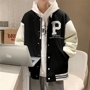 复古美式街头棒球服外套男字母刺绣潮宽松高街拼接夹克JK725-P55，男装夹克，星座1008-1
