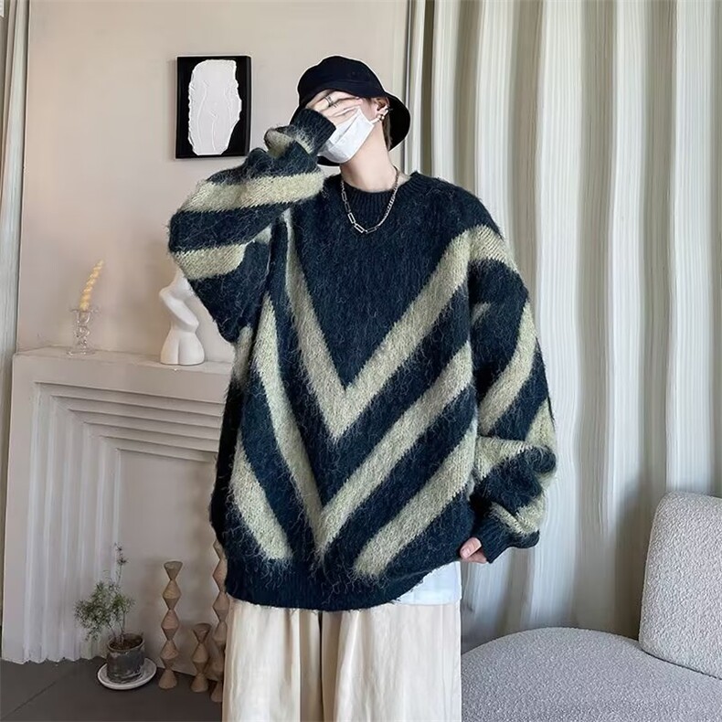美式圆领毛衣男慵懒风休闲针织衫M5652P50,男装针织衫/毛衣,星座1116-2