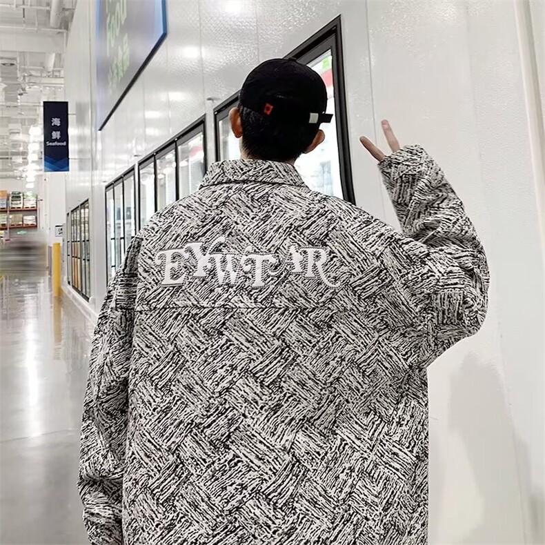 Y8094-P45扎染牛仔外套男秋季小香风休闲衣服春秋款潮牌宽松,男装工装外套,电商B323A