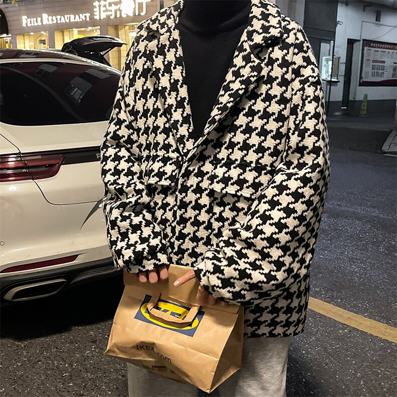 港风宽松毛呢大衣风衣外套KD378-P95,男装风衣,电商D312-1