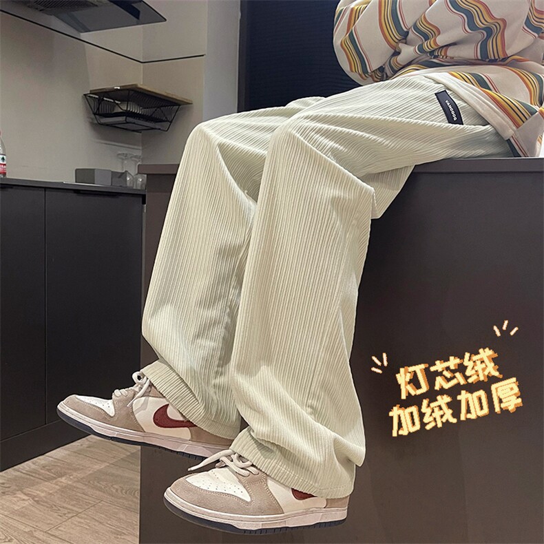 灯芯绒阔腿裤宽松直筒百搭舒适休闲裤子1088特批37加绒特批45,男装休闲裤,星座718-1