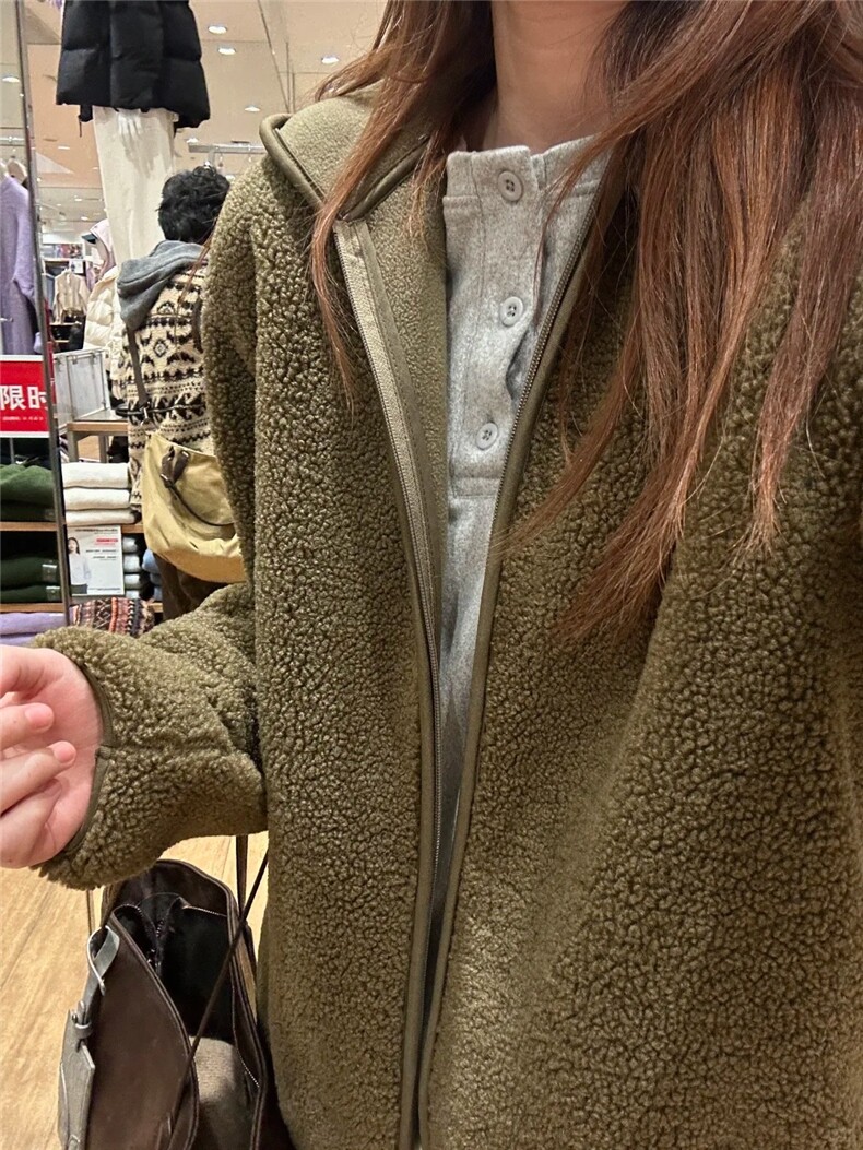 羊羔毛连帽外套130-GS06-P65成分100聚酯纤维,女装短外套,星座1302