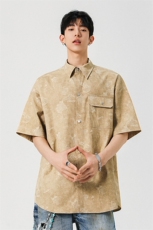 扎染脏脏工装短袖衬衫男款夏季潮牌宽松半袖衬衣外套Y001，男装T恤，星座210-1