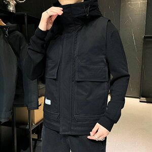 80%灰鸭绒冬装新款羽绒连帽马甲男大码背心无袖外套8502图片